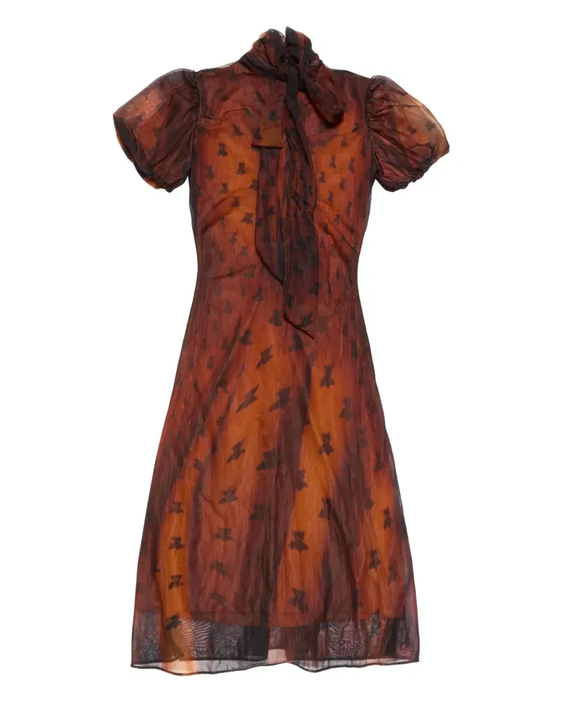 Acne Studios puff-sleeve printed dress - Braun Braun