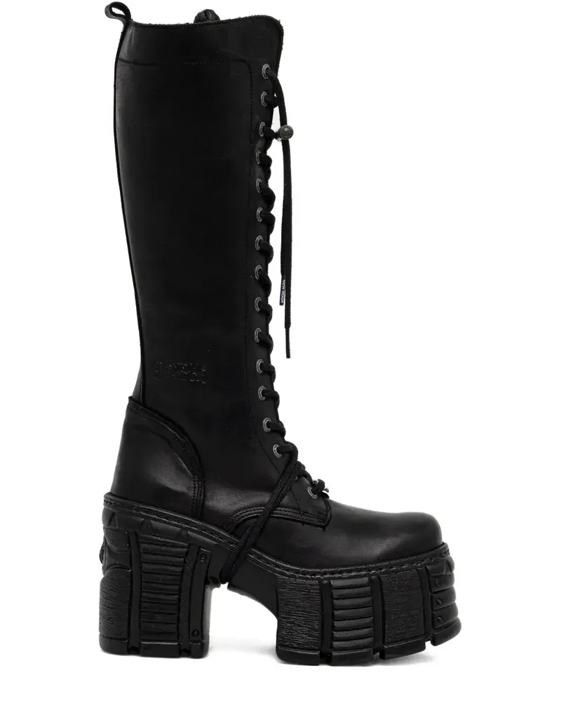 New Rock Plateau-Schnürstiefel 120mm - Schwarz Schwarz
