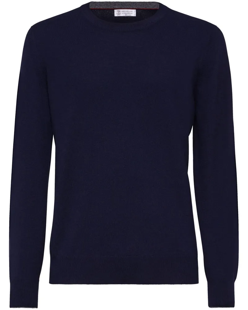 Brunello Cucinelli Kaschmirpullover mit Rundhalsausschnitt Blau