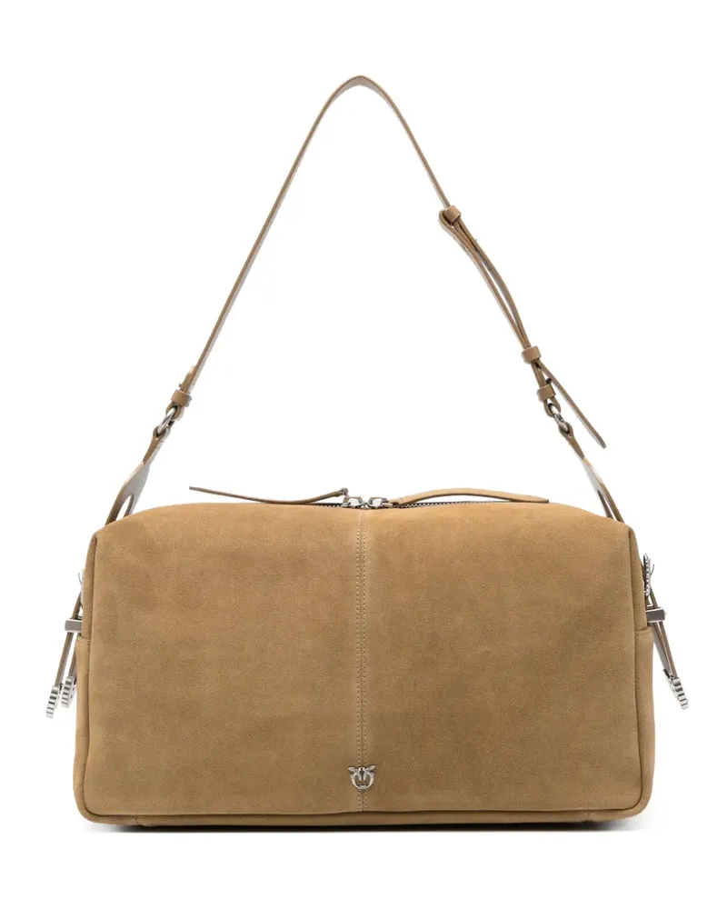 Pinko Große Keeper Schultertasche aus Wildleder - Nude Nude