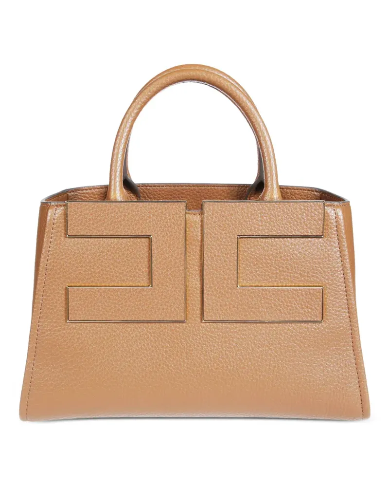 Elisabetta Franchi logo-plaque tote bag - Nude Nude