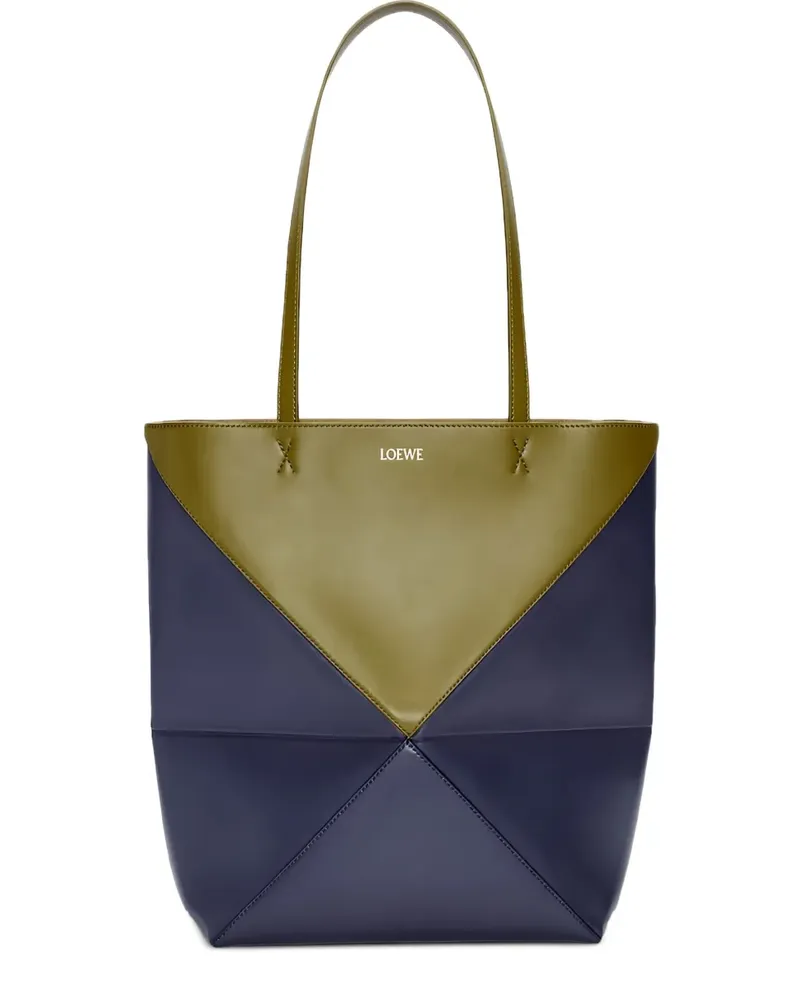 Loewe Puzzle Fold Tote Bag mit geometrischen Einsätzen - Blau Blau