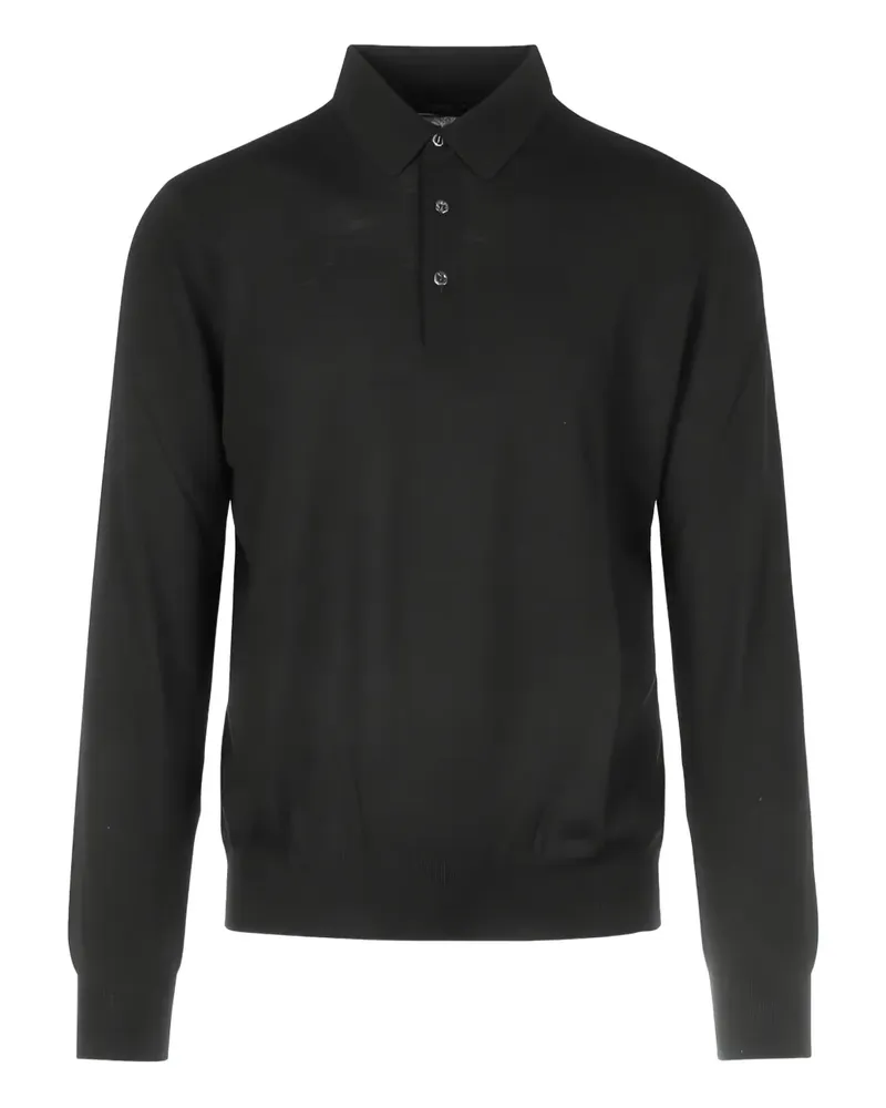Gran Sasso Langärmeliges Poloshirt - Schwarz Schwarz
