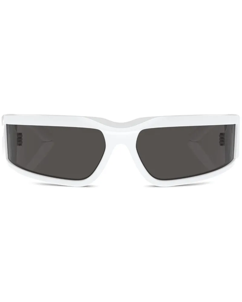 Dolce & Gabbana Ergonomische Sonnenbrille mit Logo-Schild - Weiß Weiß