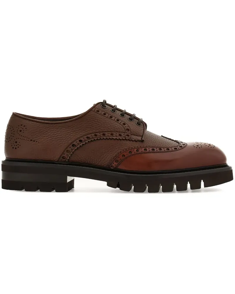 Ferragamo Derby-Schuhe mit Budapestermuster - Braun Braun
