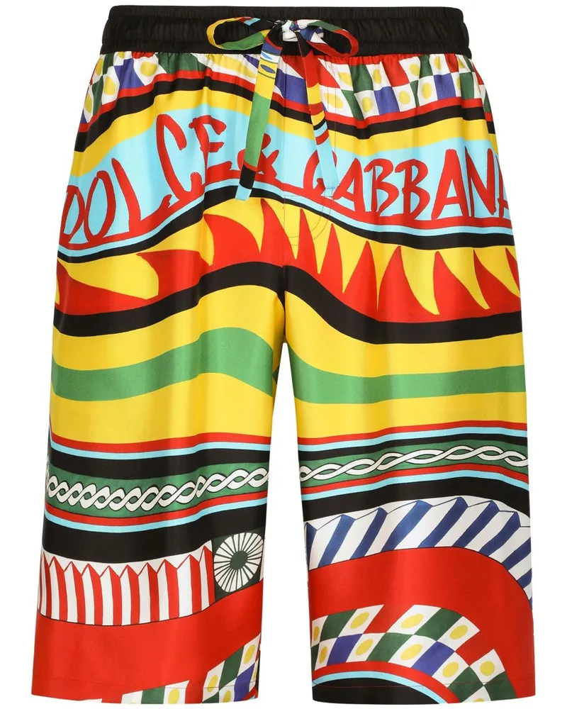 Dolce & Gabbana Bermudas aus Seide mit Carretto-Print - Mehrfarbig Mehrfarbig