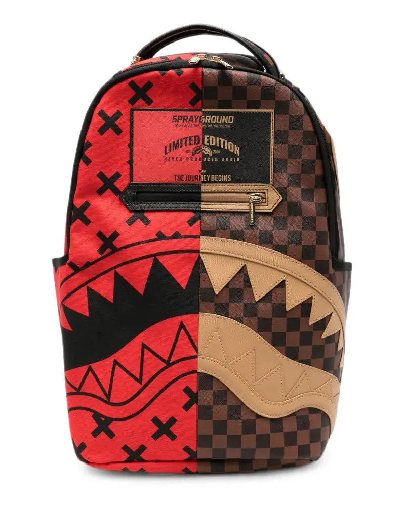 Sprayground Shark Rucksack mit Karomuster - Braun Braun