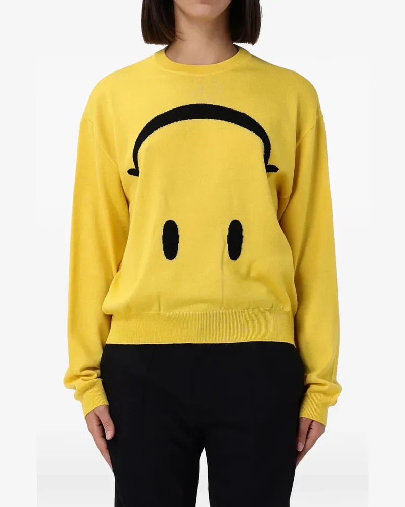 Moschino Langärmeliger Smile Pullover - Gelb Gelb
