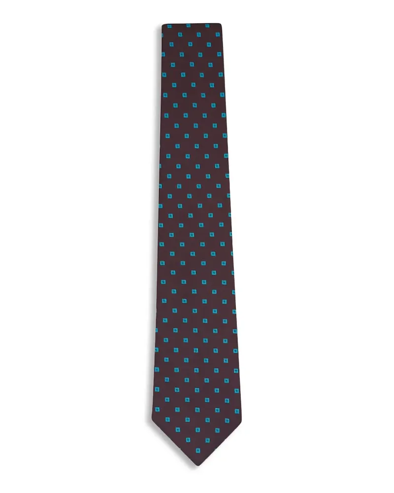 Kiton geometric-pattern silk tie - Braun Braun