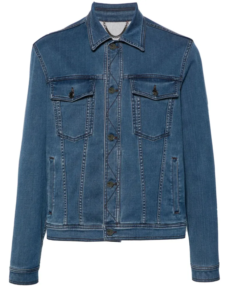 Canali Jeansjacke mit klassischem Kragen Blau