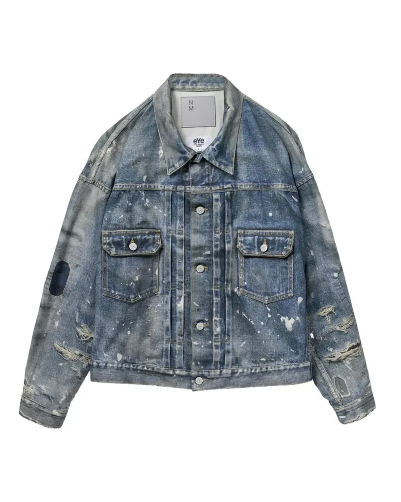 Junya Watanabe paint-splash denim jacket - Blau Blau