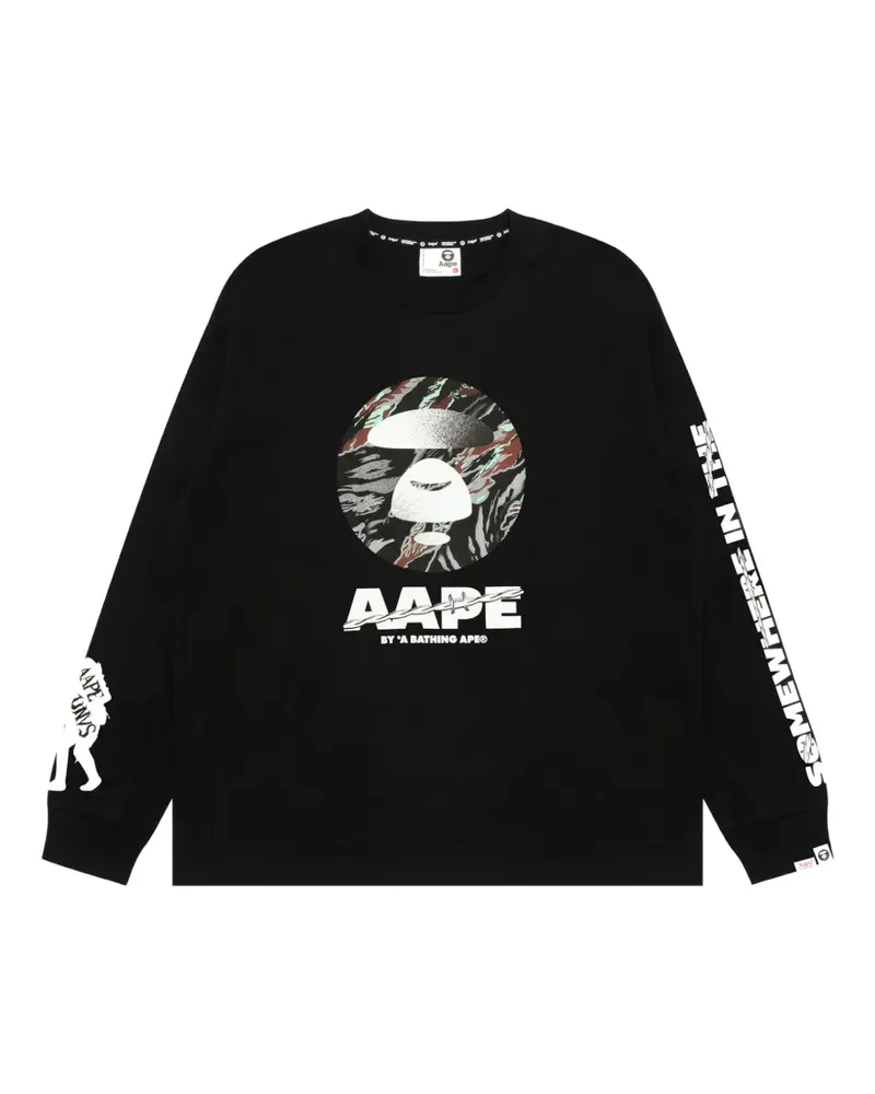 BAPE Langarmshirt mit Logo-Print - Schwarz Schwarz
