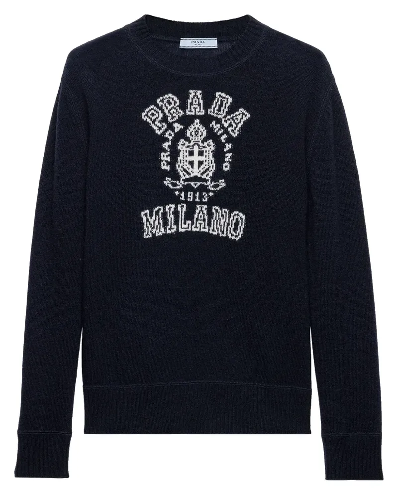 Prada Pullover mit Logo-Intarsie - Blau Blau