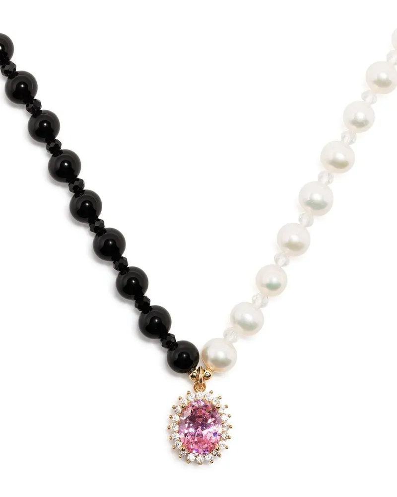 A Sinner in Pearls Perlenkette mit Kristallanhänger - Schwarz Schwarz