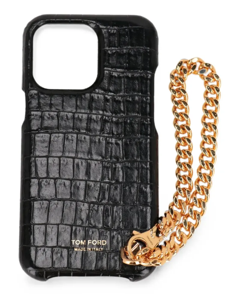 Tom Ford croc-effect chain-link phone case - Schwarz Schwarz