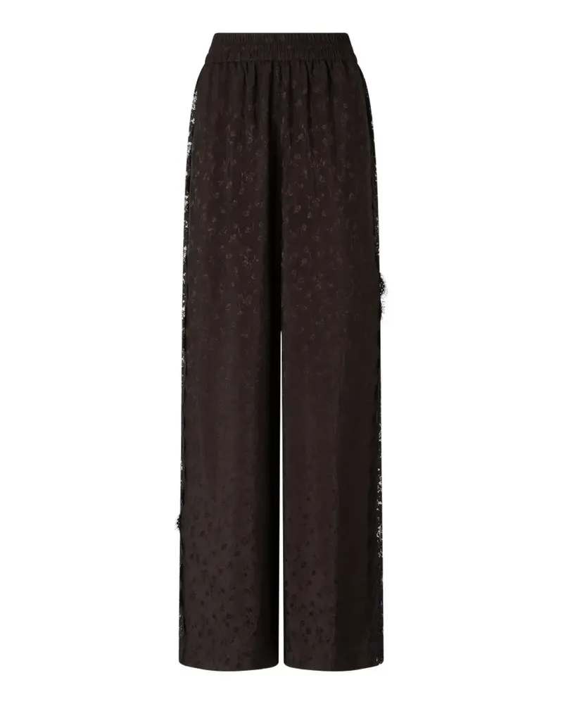 Pinko palazzo trousers with floral motif and lace trim - Braun Braun