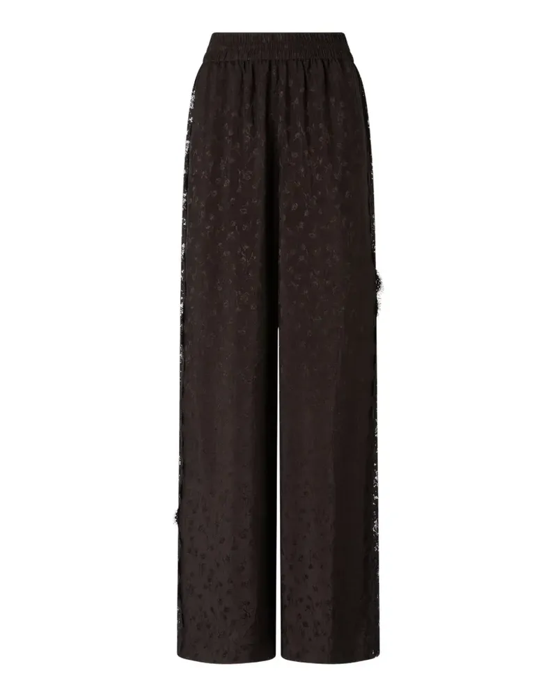 Pinko Palazzohose mit Blumenmotiv und Spitzenbesatz - Braun Braun