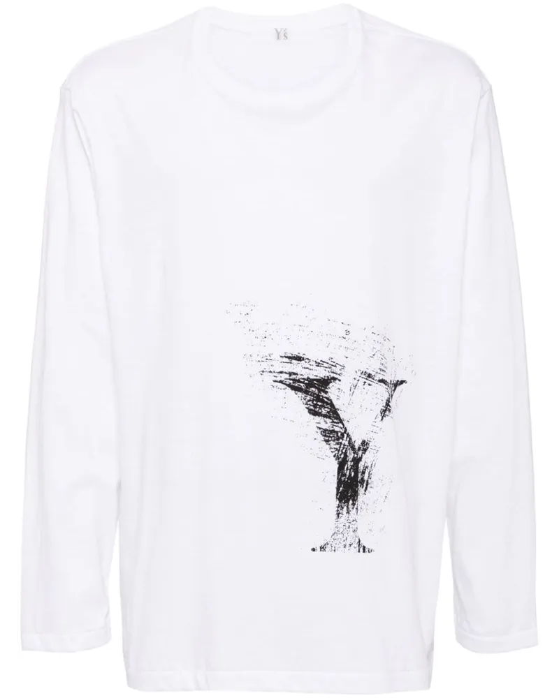 Yohji Yamamoto T-Shirt mit grafischem Print Weiß