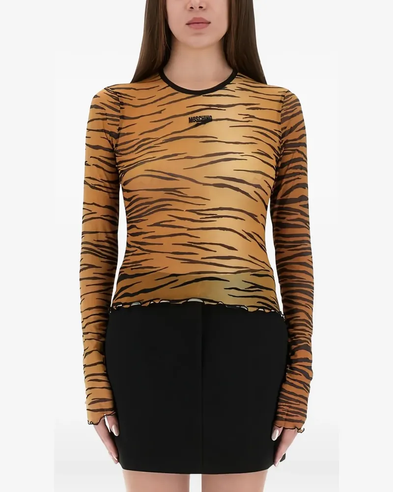 Moschino Tiger Print Long Sleeve Top - Braun Braun