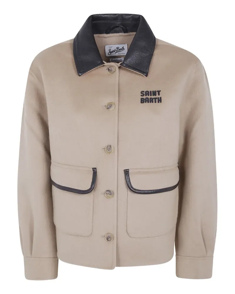 MC2 Saint Barth logo-patch button-up jacket - Nude Nude