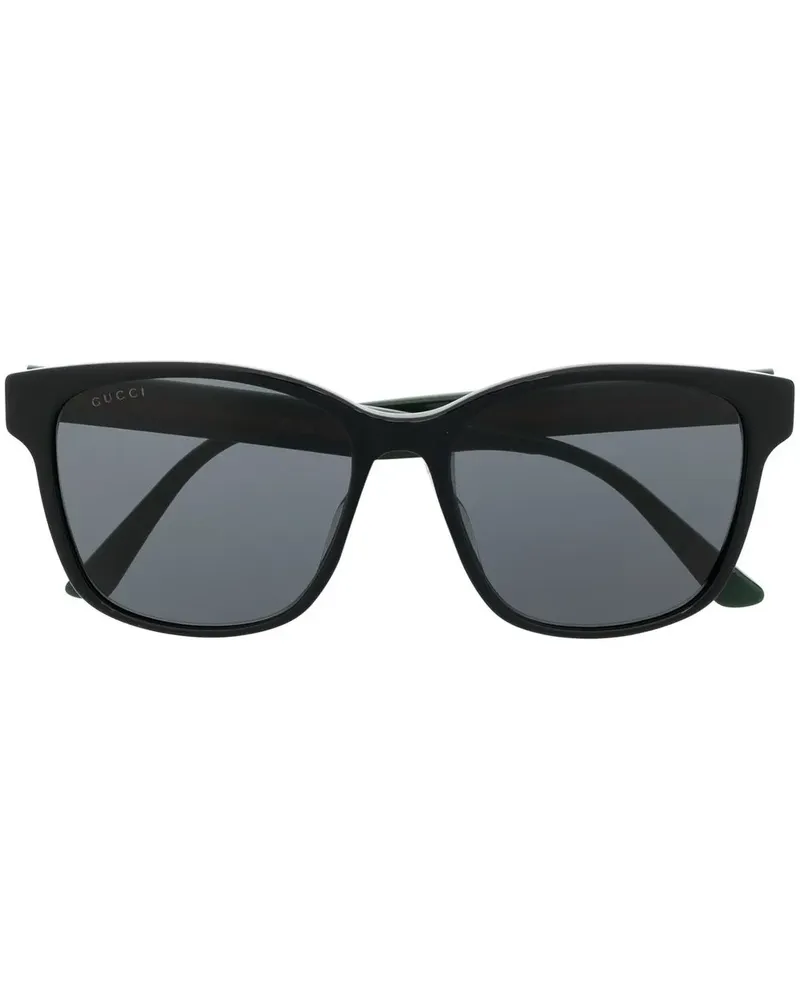 Gucci Eckige Sonnenbrille mit Streifen - Schwarz Schwarz