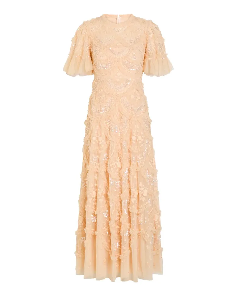 Needle & Thread Carmen sequin-embellished ruffled dress - Nude Nude
