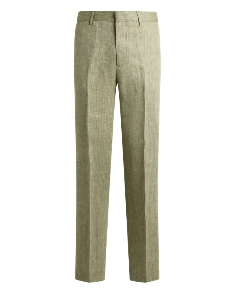 Etro chevron-motif straight-leg trousers - Grün Grün