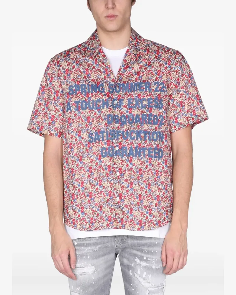 Dsquared2 Hemd mit Blumen-Print - Rot Rot