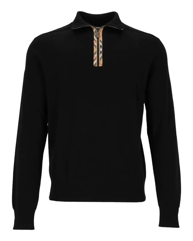 Burberry Cameron Pullover mit Check-Besatz - Schwarz Schwarz