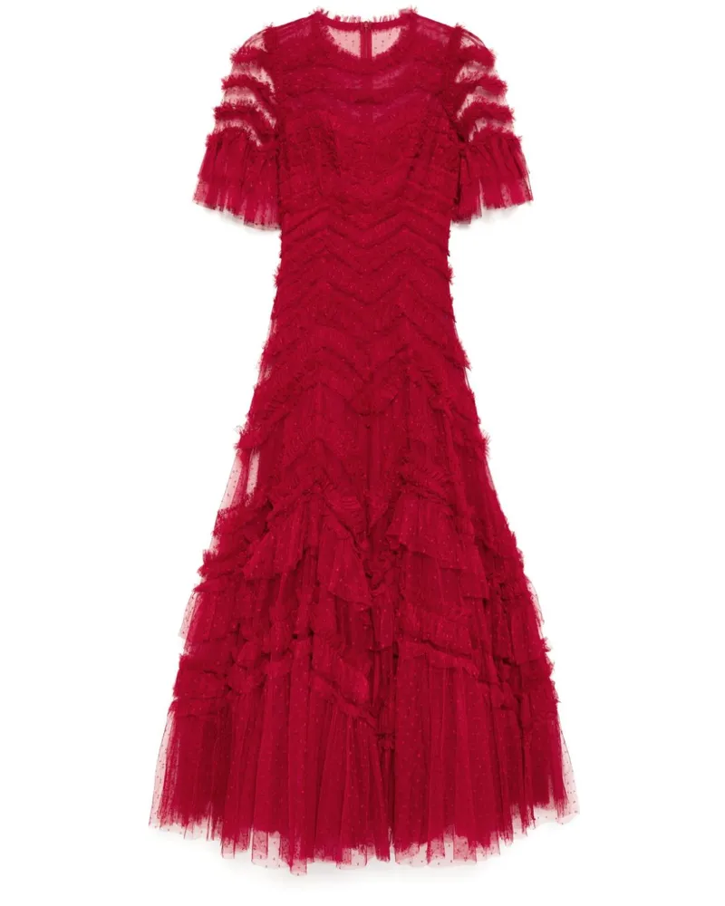Needle & Thread Kurzärmeliges Elia Kleid Rot