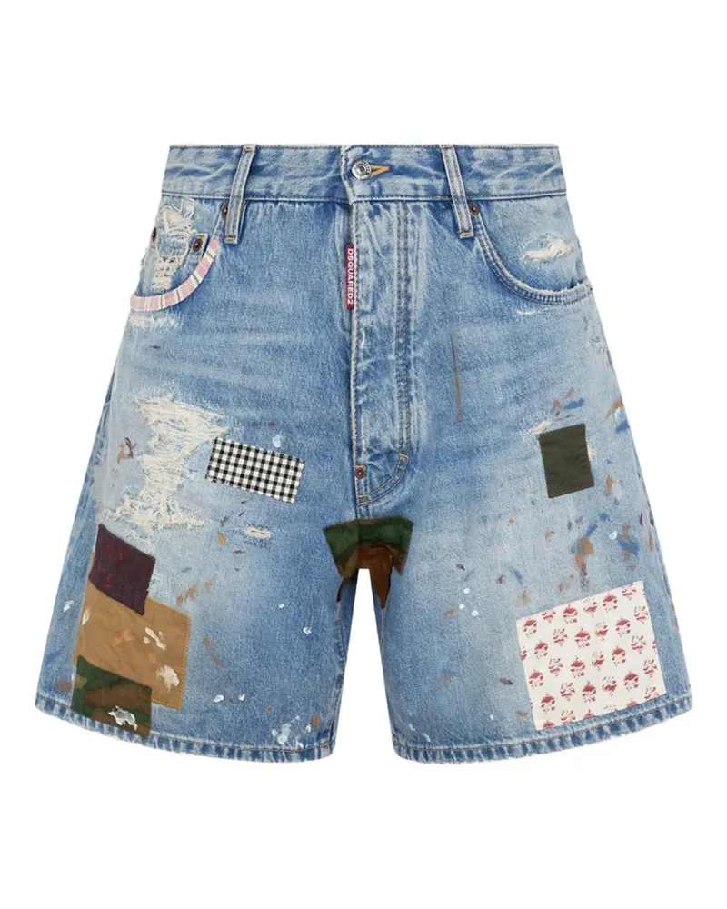 Dsquared2 Mittelgroße Boxershorts im Patchwork-Look - Blau Blau