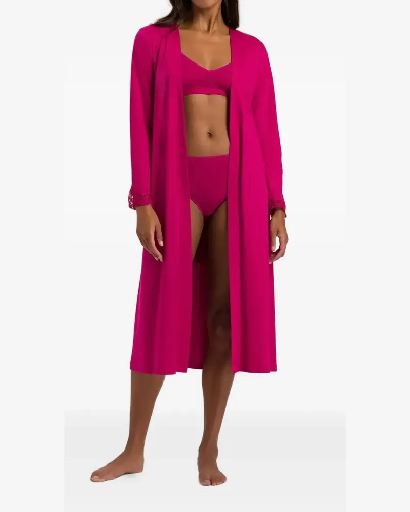 Hanro lace-trim robe - Rosa Rosa