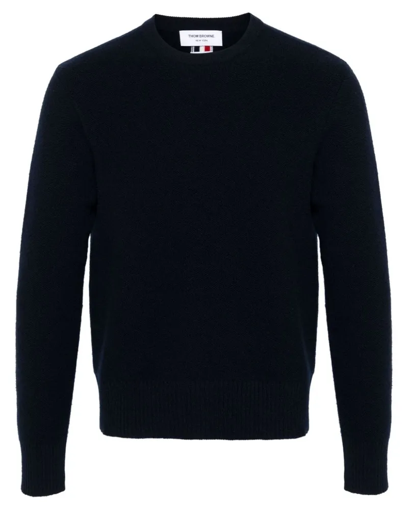 Thom Browne Wollpullover mit RWB-Intarsie - Blau Blau