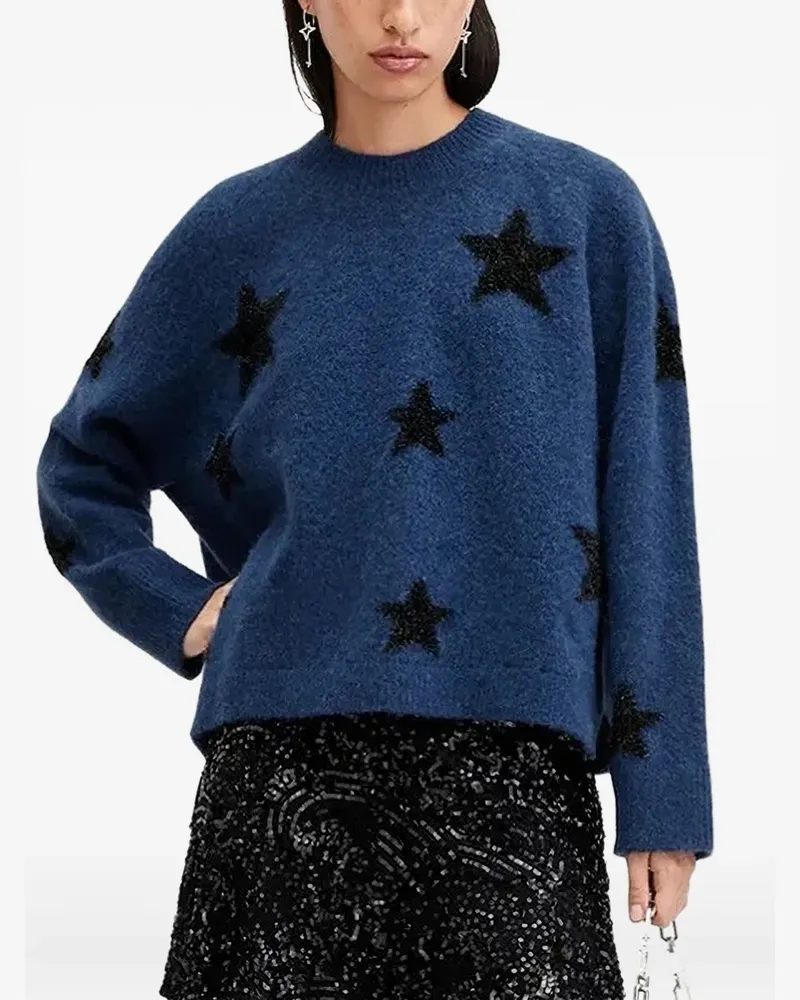 AllSaints Starlet Pullover mit Intarsien-Print - Blau Blau