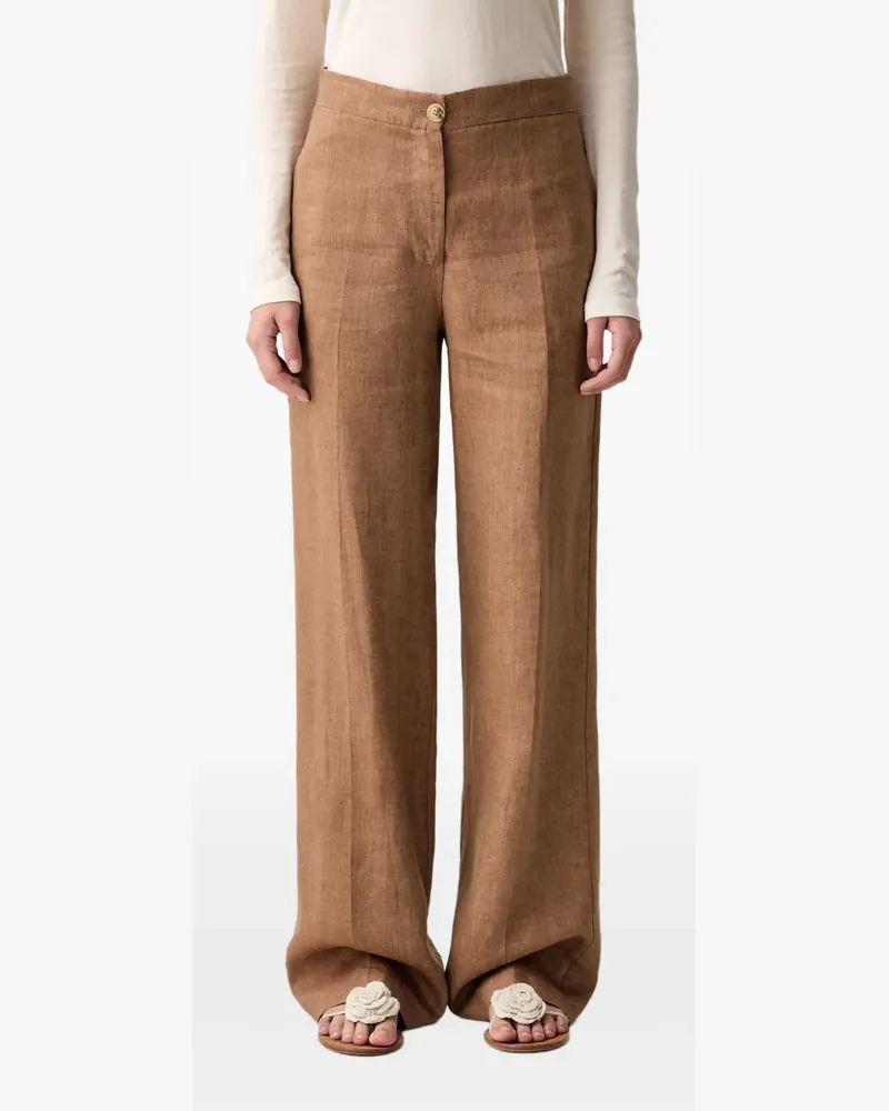 VICOLO Weite Hose mit Bügelfalten - Braun Braun