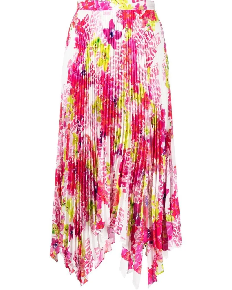 Versace Faltenrock mit Blumen-Print - Weiß Weiß