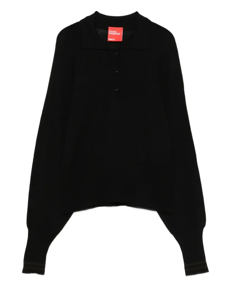 ..,merci Geknöpftes Poloshirt - Schwarz Schwarz