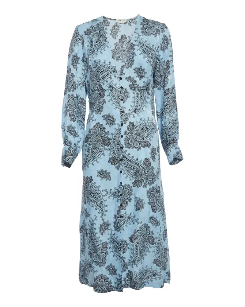 Sandro paisley-print button-front midi dress - Blau Blau