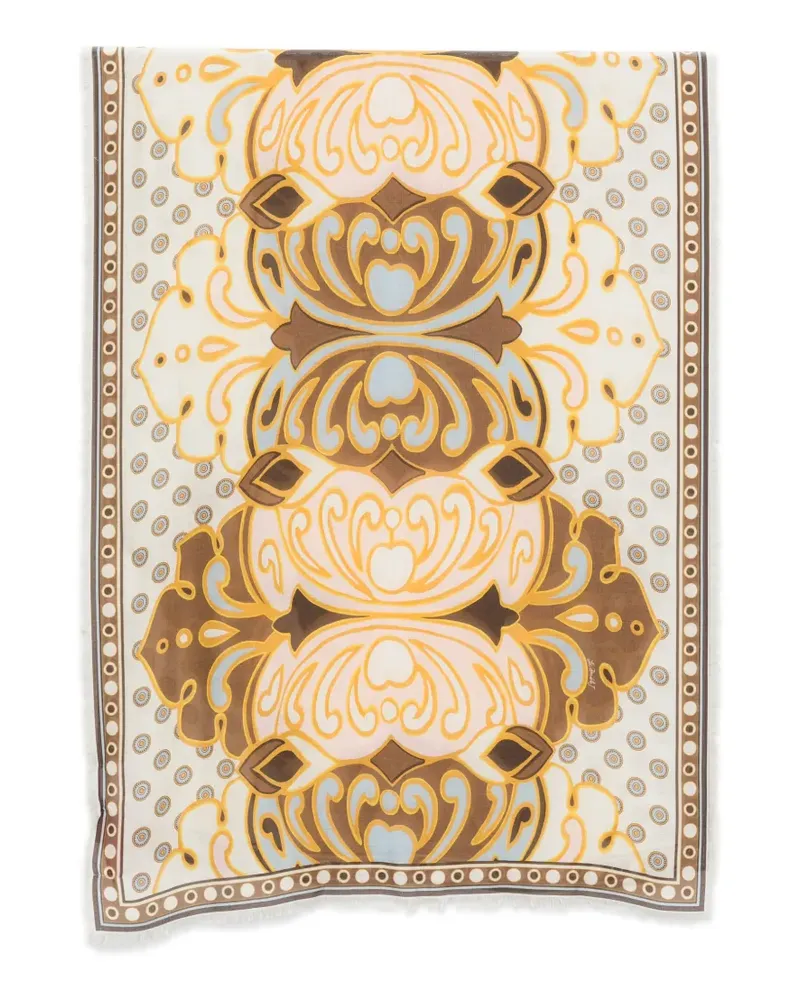 La DoubleJ Schal mit abstraktem Print - Braun Braun