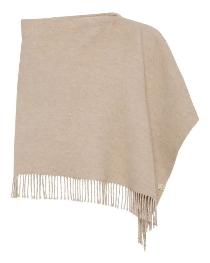 Brunello Cucinelli fringed poncho - Nude Nude