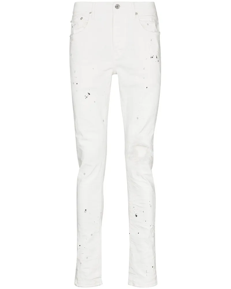 PURPLE BRAND Skinny-Jeans mit Farbklecks-Print - Weiß Weiß