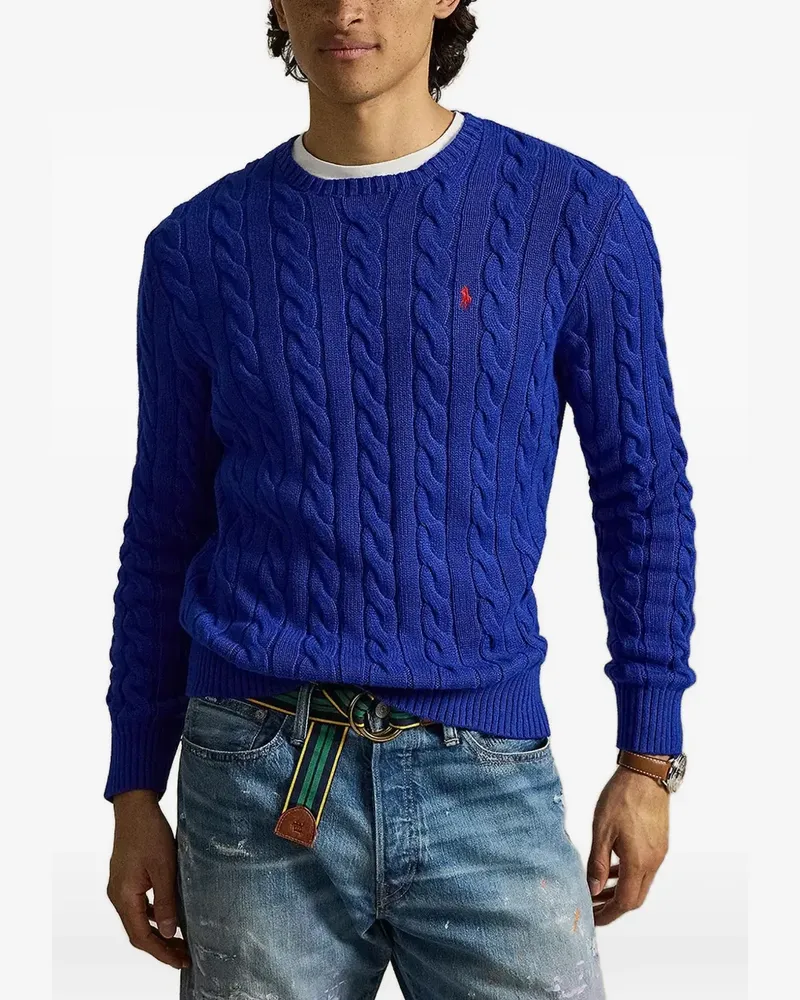 Ralph Lauren Pullover mit Zopfmuster und Logo-Stickerei - Blau Blau