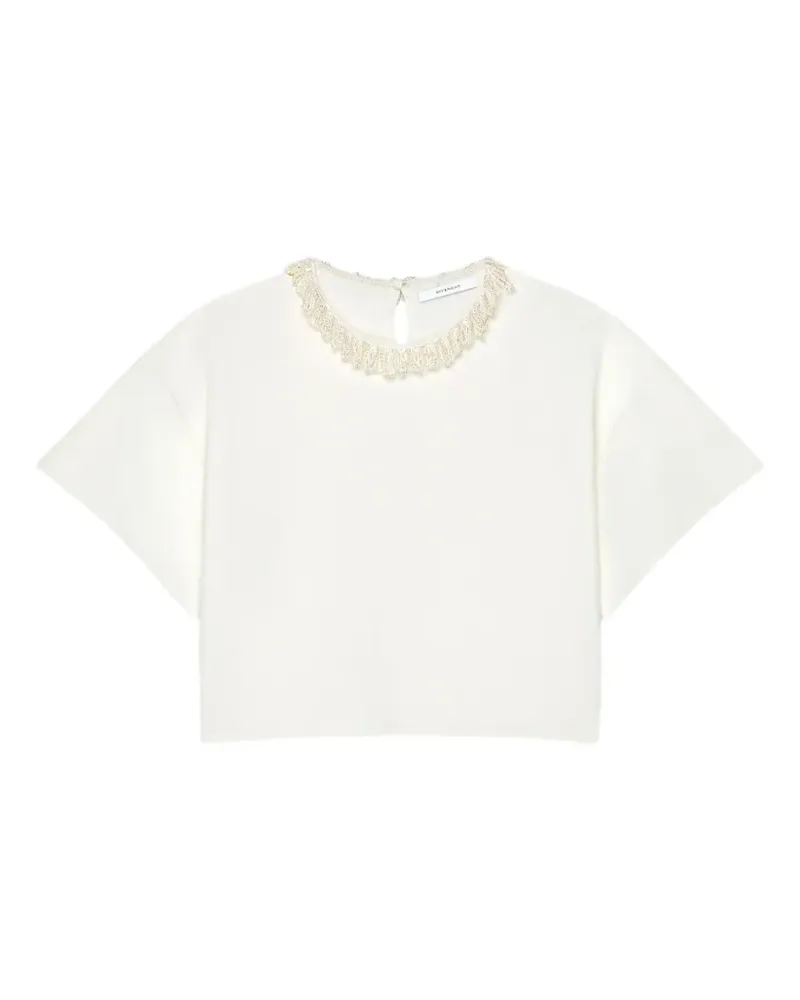 Givenchy pearl-embellished cropped T-shirt - Nude Nude