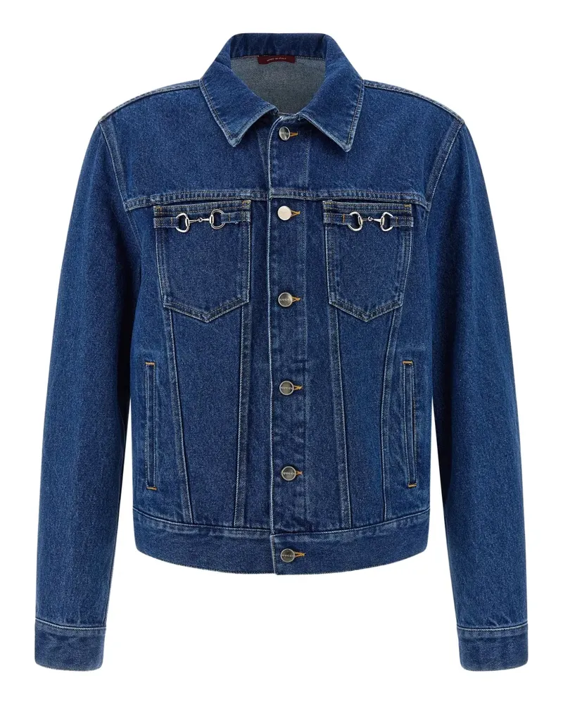 Gucci contrast-stitching horsebit denim jacket - Blau Blau