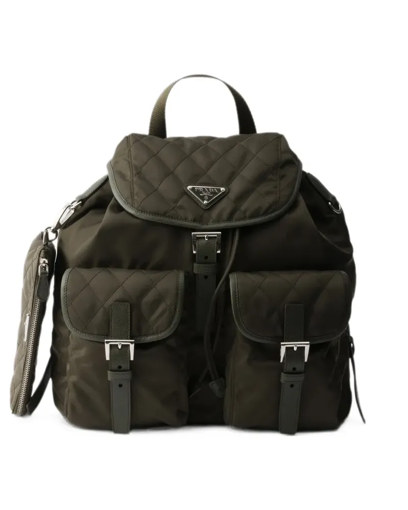 Prada medium quilted Re-Nylon backpack with Saffiano leather trim - Grün Grün