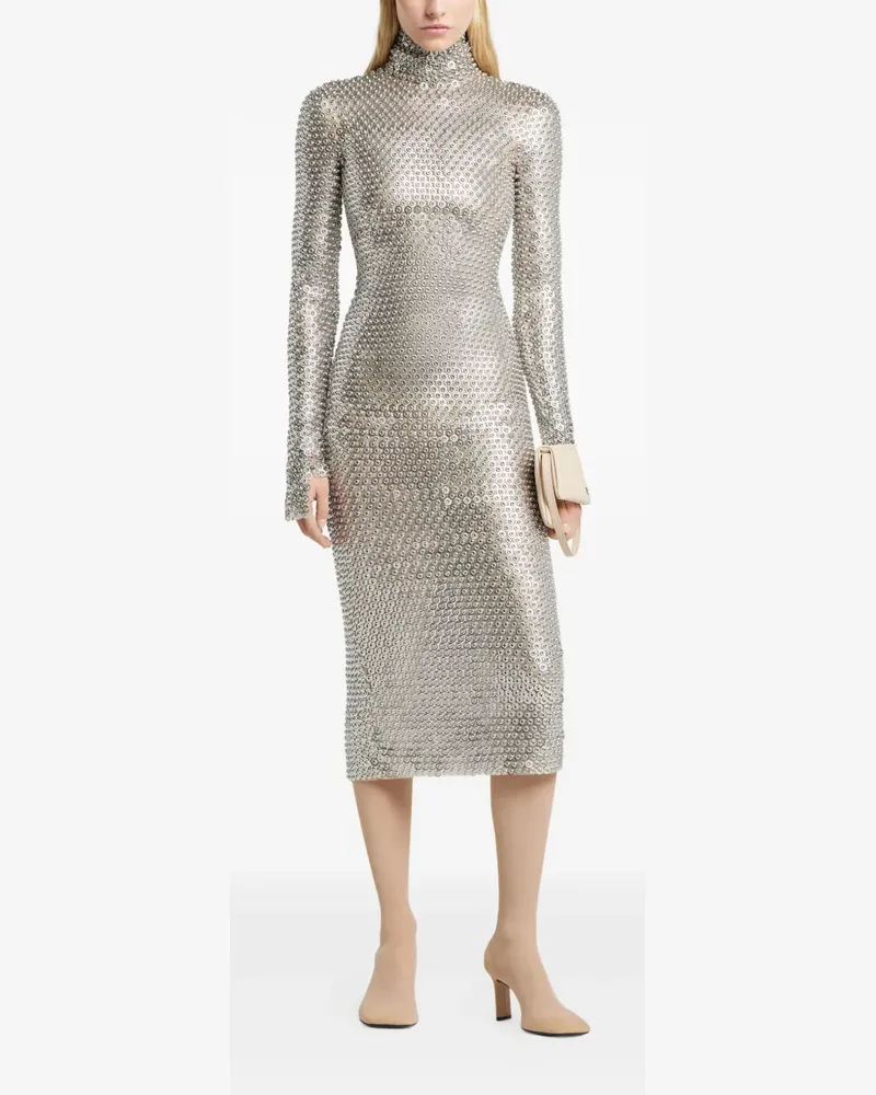 Courrèges Midikleid mit hohem Kragen - Silber Silber