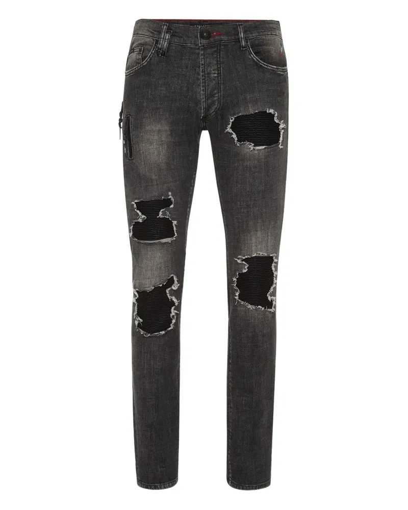Philipp Plein Gerade Jeans im Distressed-Look - Schwarz Schwarz