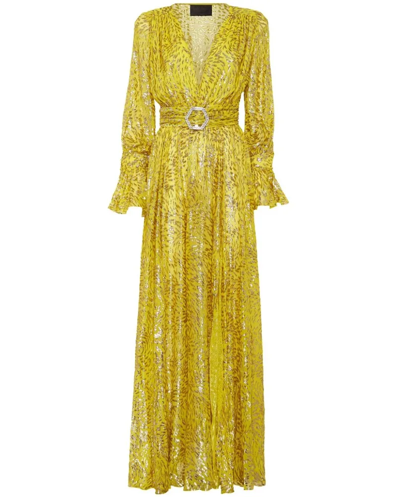 Philipp Plein Maxikleid mit Metallic-Effekt - Gelb Gelb