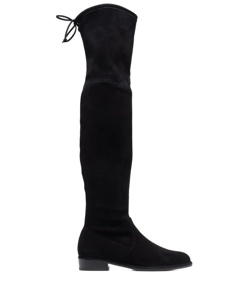 Stuart Weitzman Overknee-Stiefel mit Schleifenverschluss Schwarz