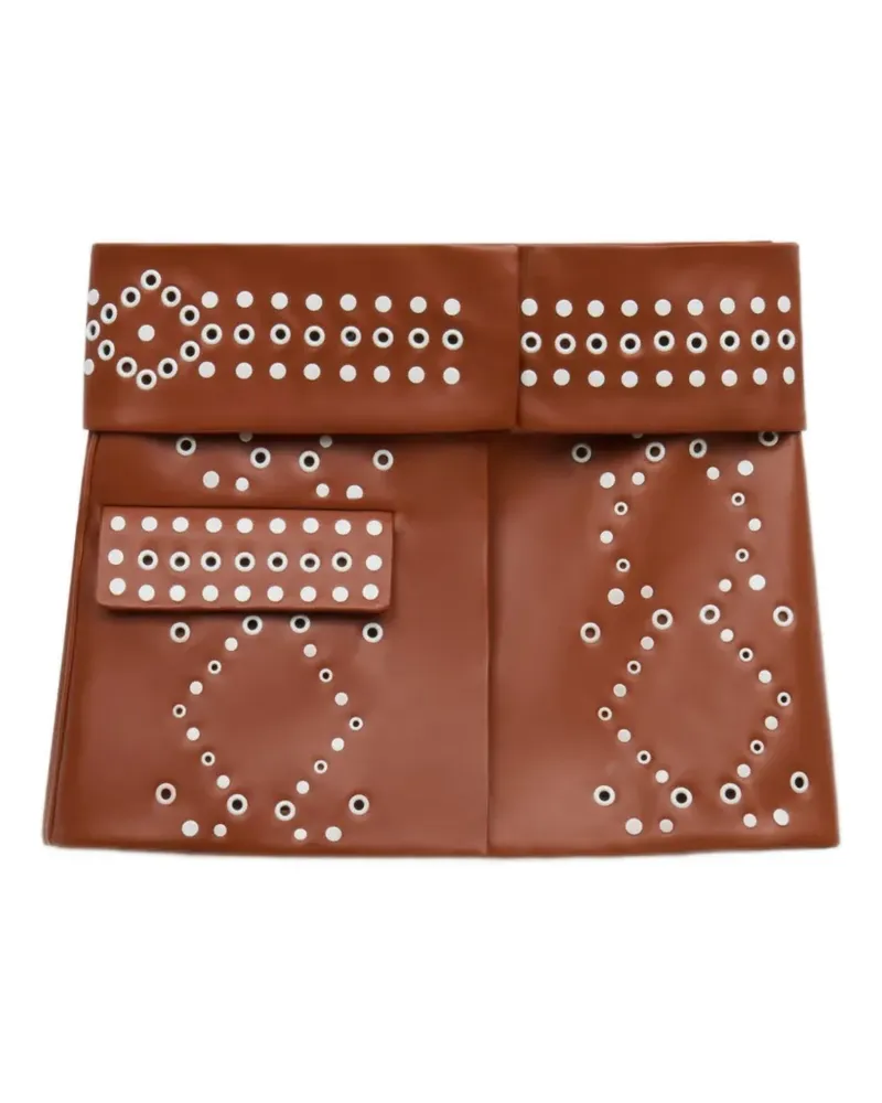 Marni brown leather mini skirt with studs - Braun Braun